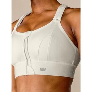 SHEFIT Flex Sports Bra Women's Size 4X Medium Impact White 4 Luxe NWT Zip Front